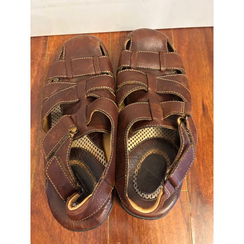 Born Men's Cabot III All Leather Fisherman Sandals Brown Size 12 Hiking Casual - Picture 5 of 7